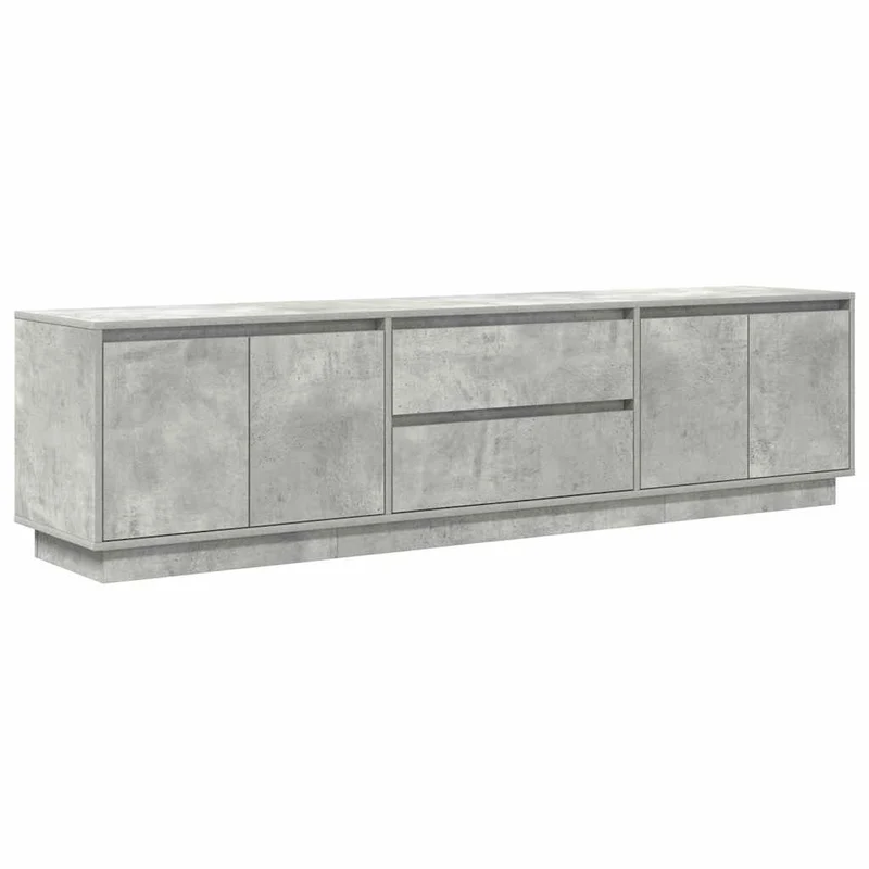 Meuble TV avec lumières LED espace de rangement 193,5 x 41 x 50 cm en bois d'ingénierie gris béton 02_0055841