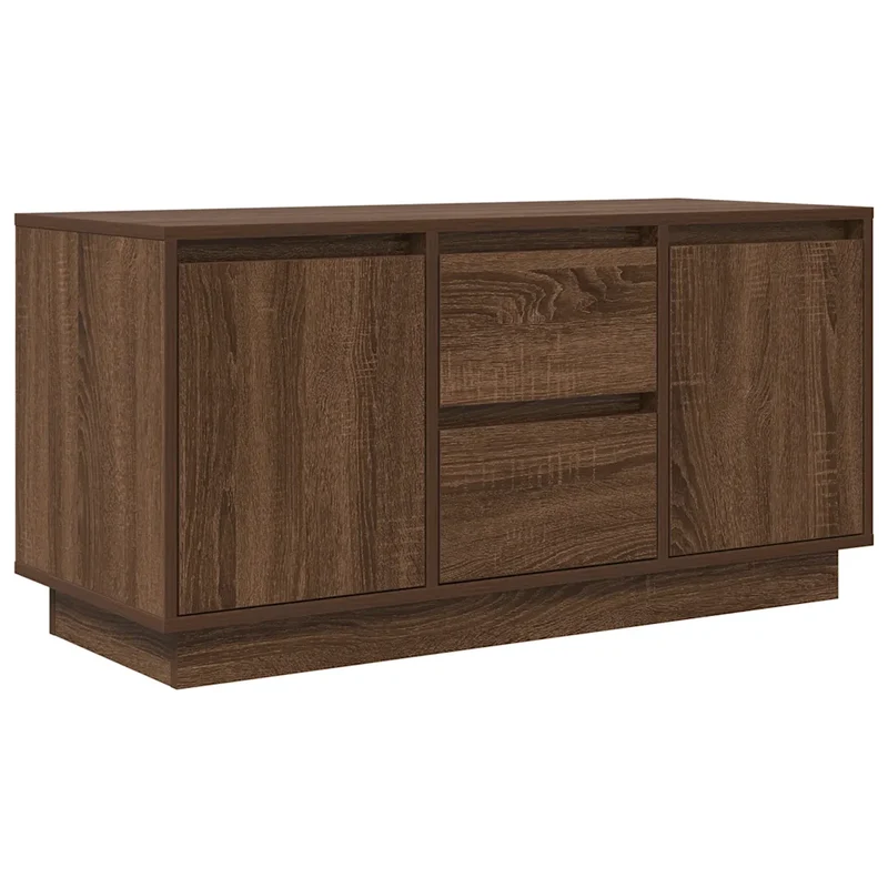 Meuble TV contemporain pratique 100 x 41 x 50 cm grand espace de rangement avec lumières LED en bois d'ingénierie marron 02_0051623