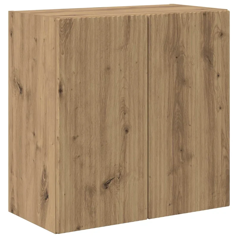 Meuble TV mural rectangulaire moderne avec rangement multi-compartiments 59,5 x 31 x 60 cm en bois chêne artisanal 02_0055029