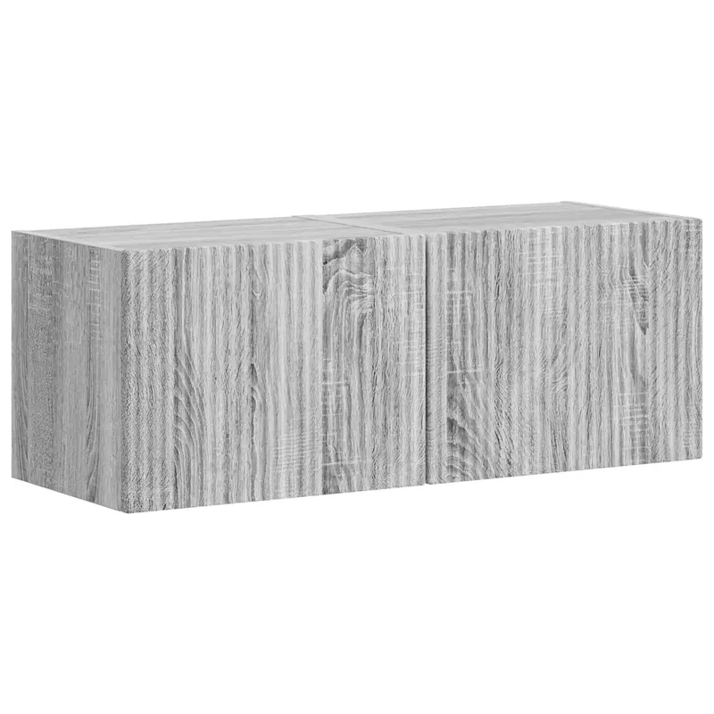 Lot de 2 meubles TV muraux modernes avec étagères rangement 60 x 31 x 29 cm en bois d'ingénierie gris sonoma 02_0054882