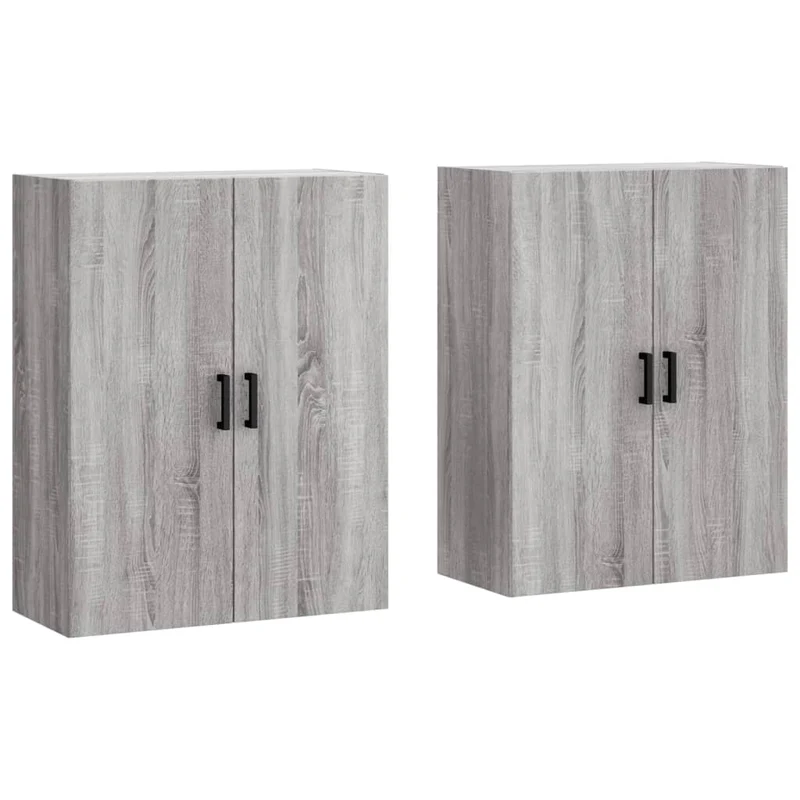 Lot de 2 armoires murales de rangement design pratique 69,5 x 34 x 90 cm en bois d'ingénierie gris 02_0055362