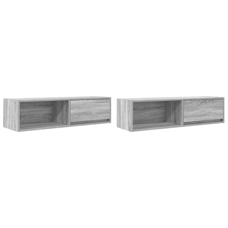 Lot de 2 meubles TV muraux design moderne 100 x 31 x 25,5 cm en bois d'ingénierie sonoma gris 02_0051668