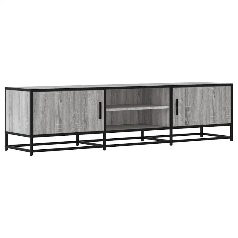 Meuble TV industriel avec grand rangement salon chambre 160 x 35 x 41 cm en bois d'ingénierie gris 02_0049608