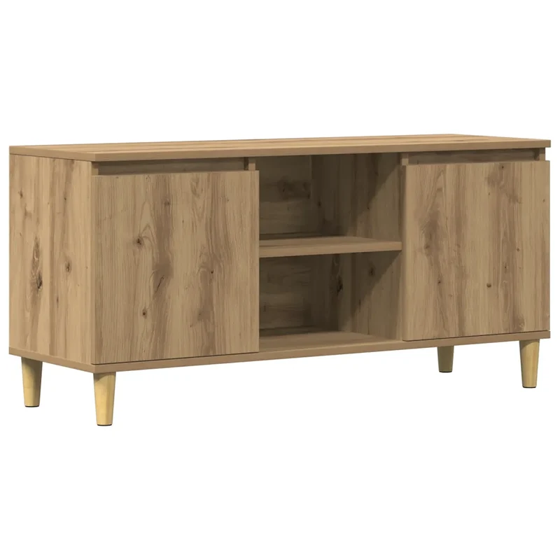 Meuble TV bois d'ingénierie avec grand espace de rangement salon 102 x 35 x 50 cm en bois chêne artisanal 02_0050885