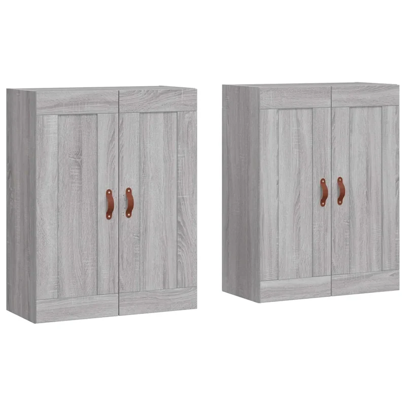 Lot de 2 armoires murales pratiques rangement 69,5 x 34 x 90 cm en bois d'ingénierie sonoma gris 02_0055464