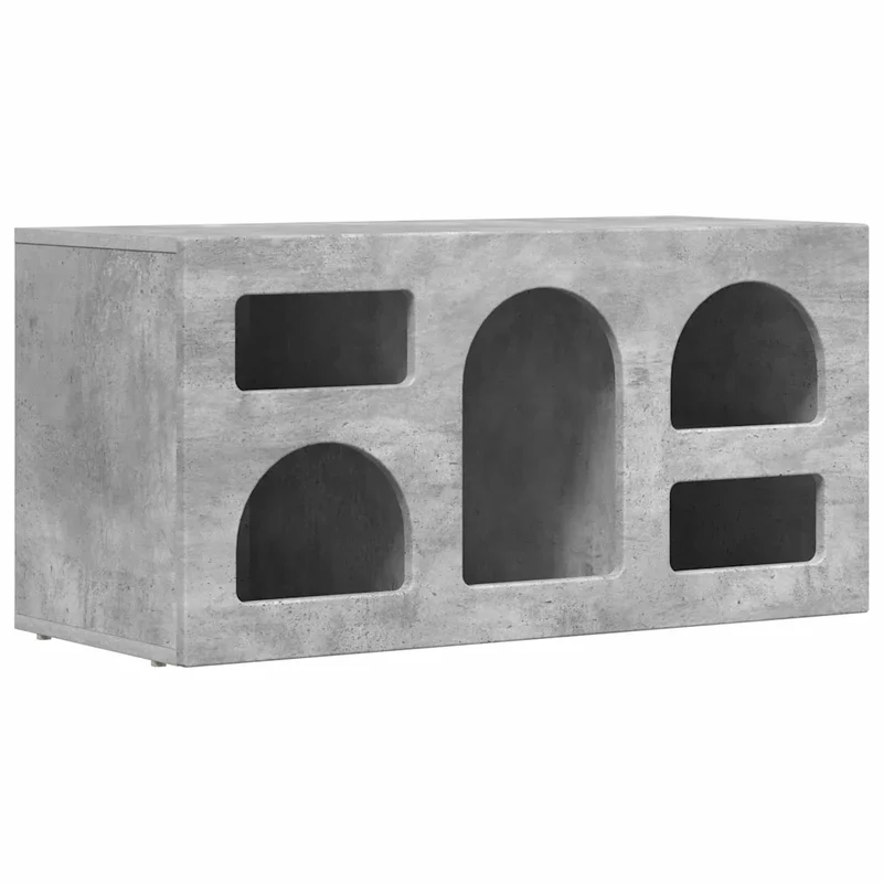 Meuble TV moderne avec rangement ouvert et étagères 80 x 35 x 40 cm en bois d'ingénierie gris béton 02_0054767