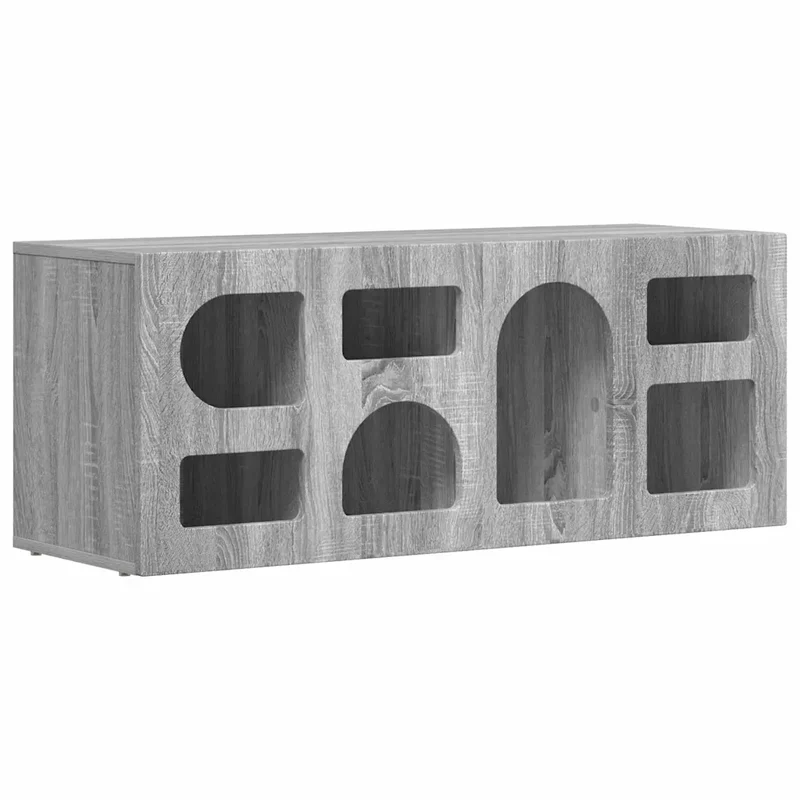 Meuble TV rectangulaire moderne avec rangement pratique 100 x 35 x 40 cm en bois d'ingénierie gris sonoma 02_0054761