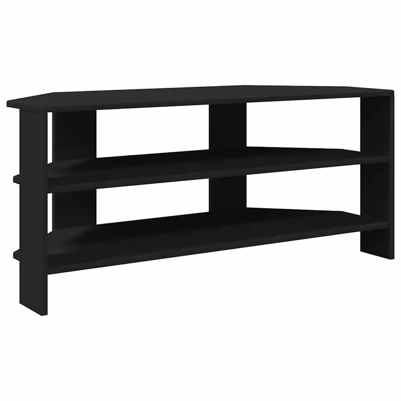 Meuble tv d'angle moderne avec rangement 102 x 40 x 45 cm finition mate en bois d'ingénierie noir 02_0054672