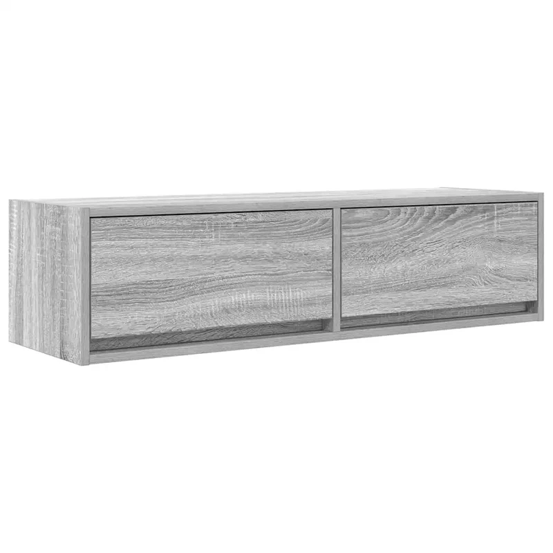 Meuble TV mural moderne avec rangement pratique 100 x 31 x 25 cm en bois d'ingénierie gris 02_0051706