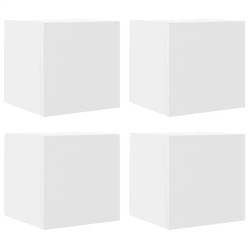 Lot de 4 meubles TV muraux design tendance pratique 30,5 x 30 x 30 cm en bois d'ingénierie blanc 02_0047790