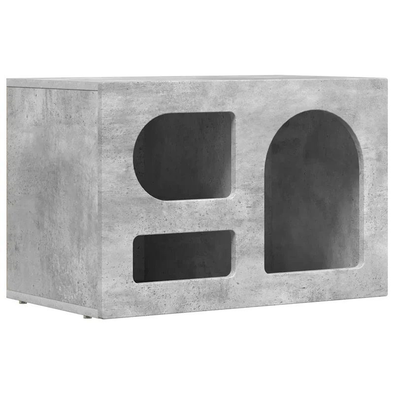 Meuble TV moderne 60 x 35 x 40 cm avec étagères pratiques style contemporain en bois d'ingénierie gris béton 02_0054776