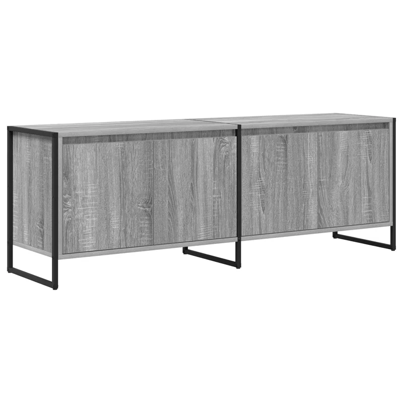 Meuble TV design industriel rectangulaire 140 x 36 x 49 cm espace de rangement moderne en bois d'ingénierie gris sonoma 02_0054544