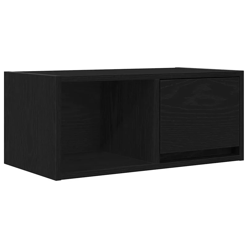 Meuble TV mural compact 60 x 31 x 25 cm grand espace de rangement design moderne en bois noir 02_0051628