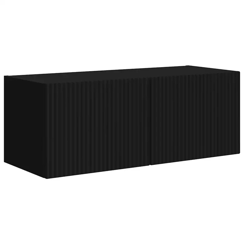 Meuble TV mural moderne minimaliste 78,5 x 31 x 29,5 cm rangement stylé en bois d'ingénierie noir 02_0054901