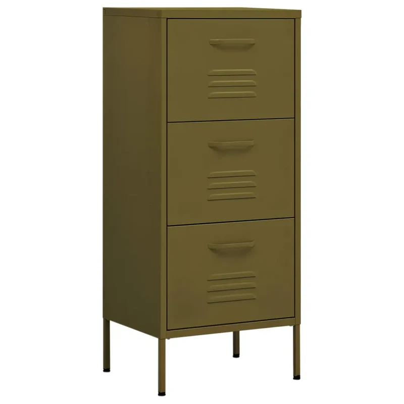 Armoire de rangement pratique 42,5 x 35 x 101,5 cm solide avec tiroirs extensibles en acier vert olive 02_0046868