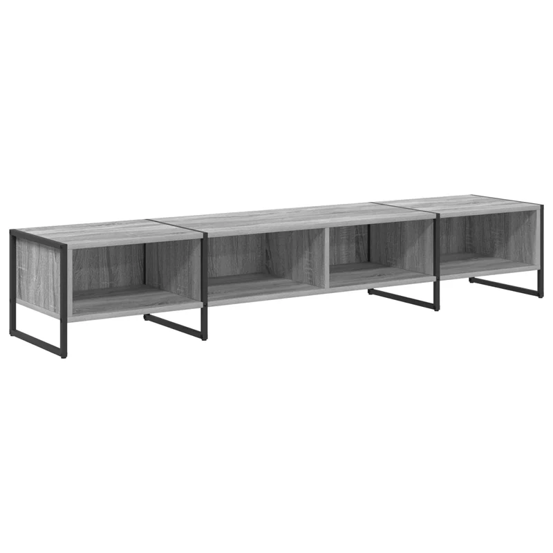 Meuble TV rectangulaire industriel moderne 170,5 x 36 x 30,5 cm en bois d'ingénierie gris sonoma 02_0054550