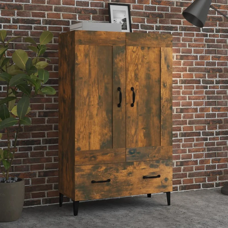 Buffet bahut commode armoire meuble de rangement organisateur cuisine salle de séjour salon haut 70 x 31 x 115 cm bois d'ingénierie marron 02_0033550