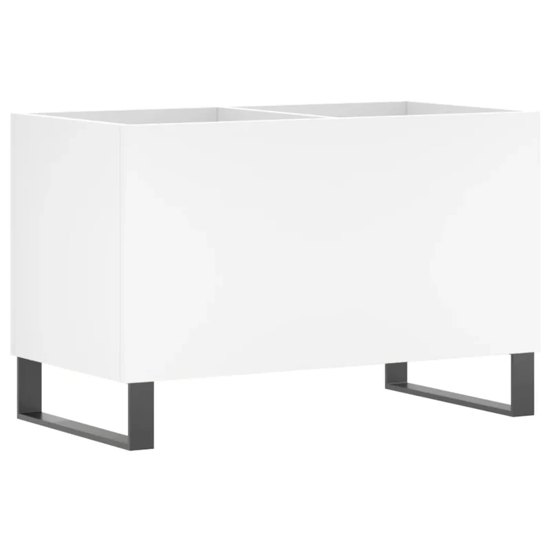 Armoire à disques classique rangement vinyles 74,5 x 38 x 48 cm en bois d'ingénierie blanc 02_0049133