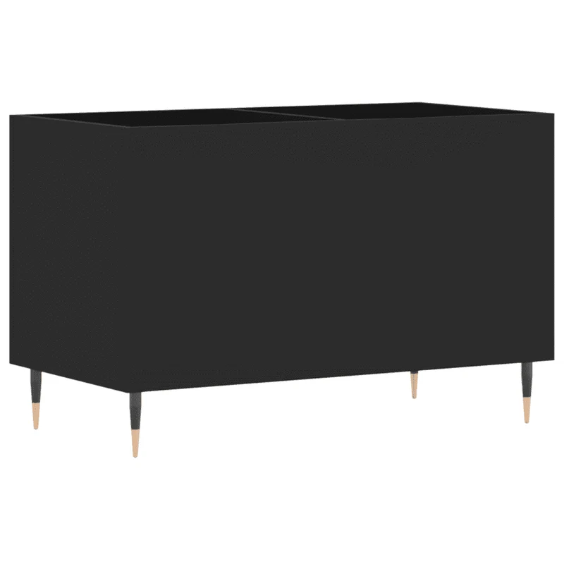 Armoire à disques noire 74,5 x 38 x 48 cm avec grand espace de rangement style industriel en bois d'ingénierie noir 02_0049124