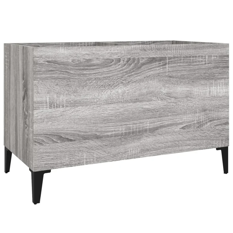 Armoire à disques classique rangement grand espace 74,5 x 38 x 48 cm en bois d'ingénierie gris 02_0049213