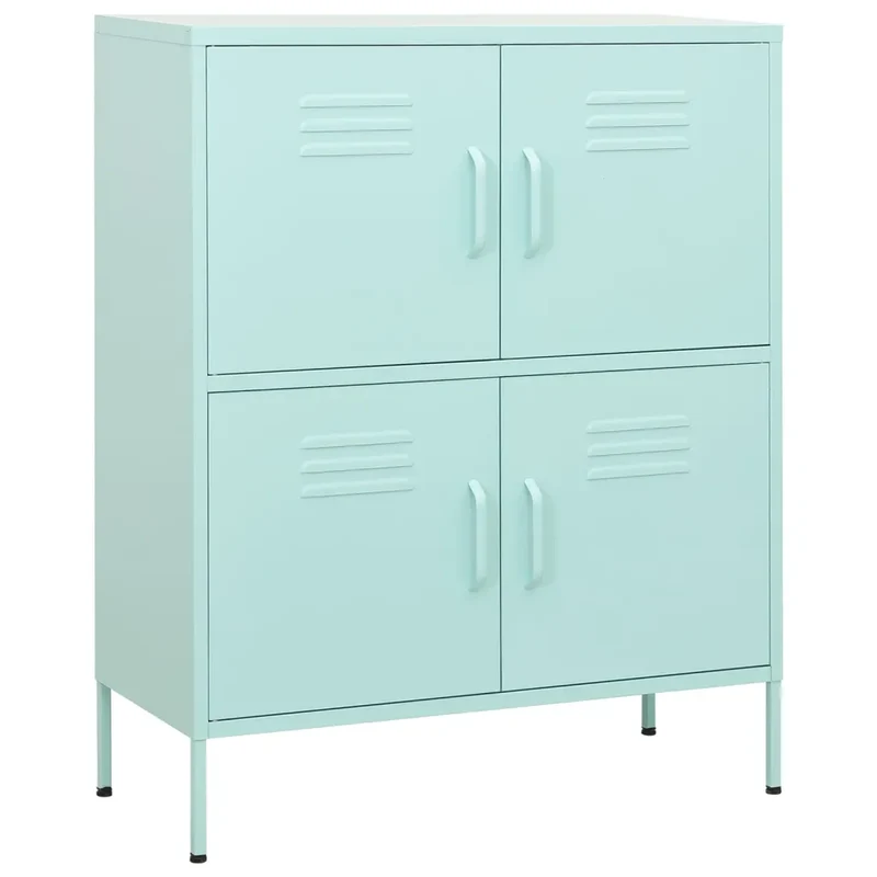Armoire de rangement 80 x 35 x 101 cm avec étagères réglables moderne séjour en acier menthe 02_0046831