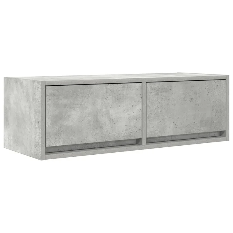 Meuble TV mural moderne peu encombrant 80 x 31 x 25,5 cm avec grand espace de rangement en bois d'ingénierie gris béton 02_0051693