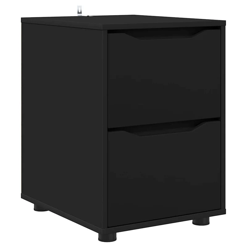 Armoire de rangement minimaliste pratique avec tiroirs 40 x 48 x 57 cm en bois d'ingénierie noir 02_0054612