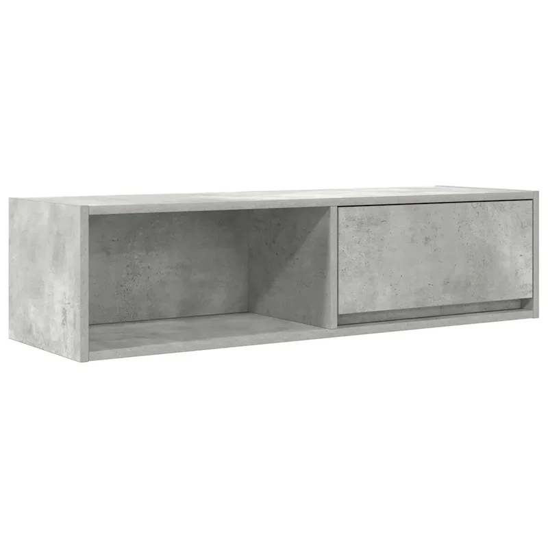 Meuble TV mural peu encombrant design moderne 100 x 31 x 25 cm en bois d'ingénierie gris béton 02_0051663