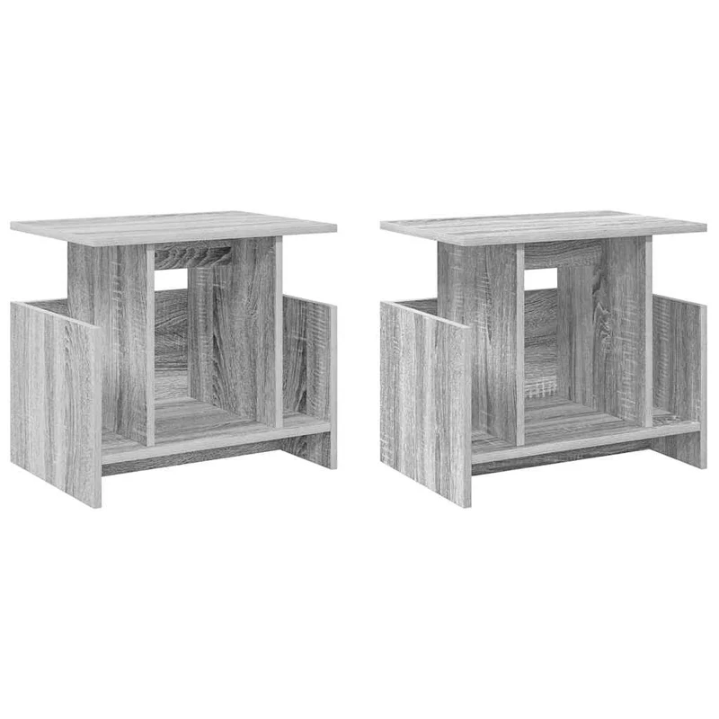 Lot de 2 meubles TV rectangulaires modernes 50 x 35 x 45 cm rangement élégant en bois d'ingénierie gris sonoma 02_0054726