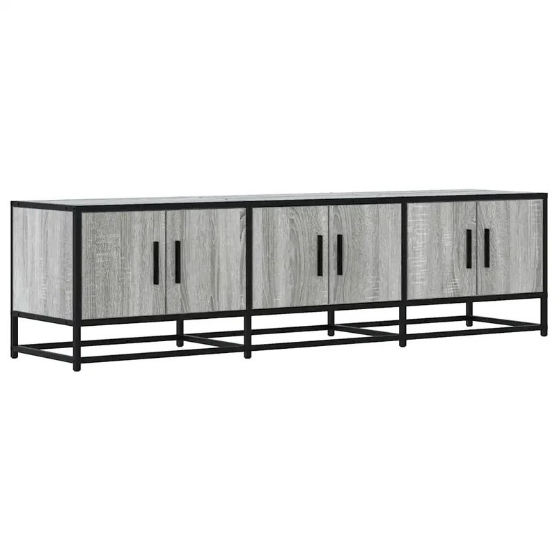 Meuble TV industriel avec grand espace de rangement 150 x 35 x 41 cm en bois d'ingénierie gris 02_0049613