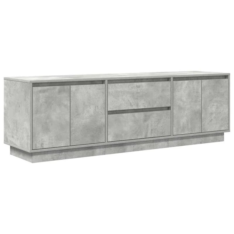 Meuble TV avec lumières LED design élégant rangement 160,5 x 41 x 50 cm en bois d'ingénierie gris béton 02_0055833