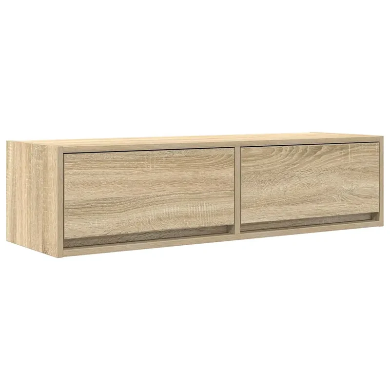 Meuble TV mural moderne avec 2 tiroirs 100 x 31 x 25.5 cm en bois d'ingénierie chêne sonoma 02_0051703