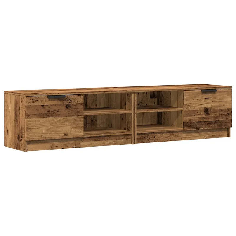 Lot de 2 meubles TV avec rangement ouvert 80 x 35 x 36 cm style vintage en bois d'ingénierie vieux bois 02_0050949
