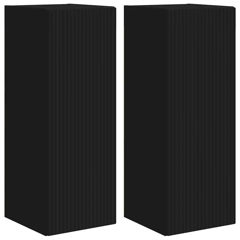 Meuble TV mural moderne 30 x 31 x 80 cm rangement pratique design minimaliste en bois d'ingénierie noir 02_0054970