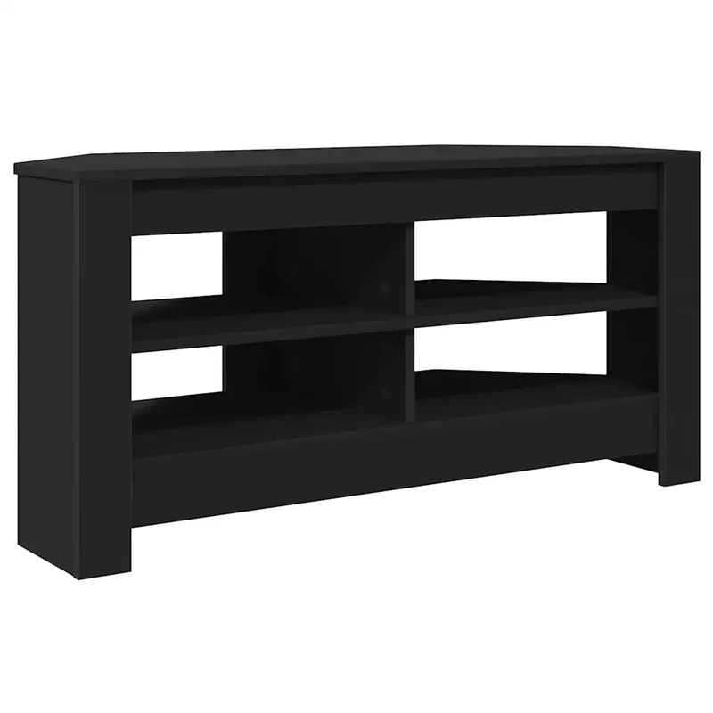 Meuble TV d'angle moderne avec rangement 102 x 40,5 x 45 cm en bois d'ingénierie noir 02_0054681