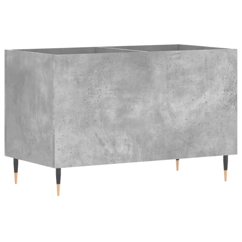 Armoire à disques classique style industriel rangement vinyles 74 x 38 x 48 cm en bois gris béton 02_0049126