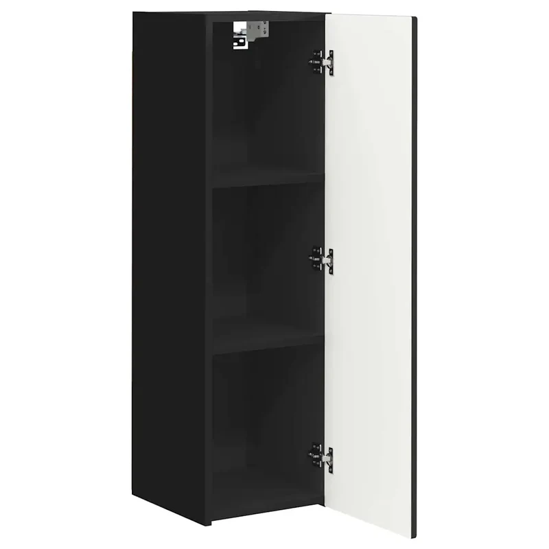 Meuble TV mural moderne avec rangements 30 x 31 x 100 cm design minimaliste en bois d'ingénierie noir 02_0054988