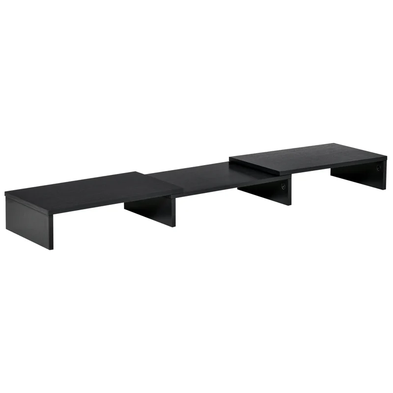 Support d'écran extensible angle réglable bureau 80-117 x 23.5 x 10 cm gain de place 3 compartiments moderne en MDF noir 21_0006367