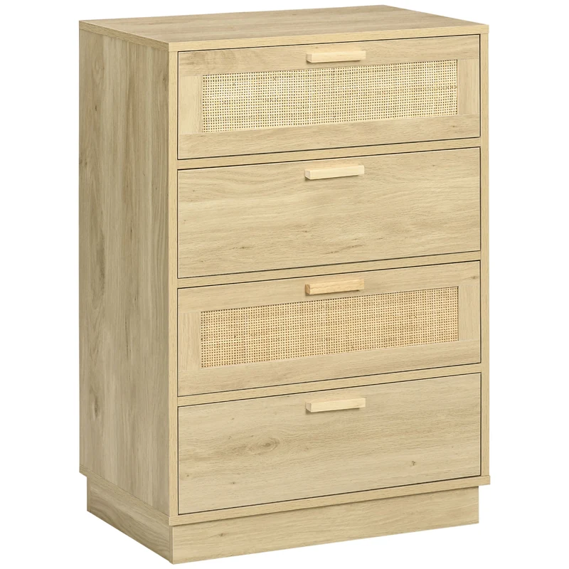 Commode 4 tiroirs chambre 60 x 38 x 88,5 cm grand espace système anti basculement scandinave décoratif en bois naturel 21_0001564