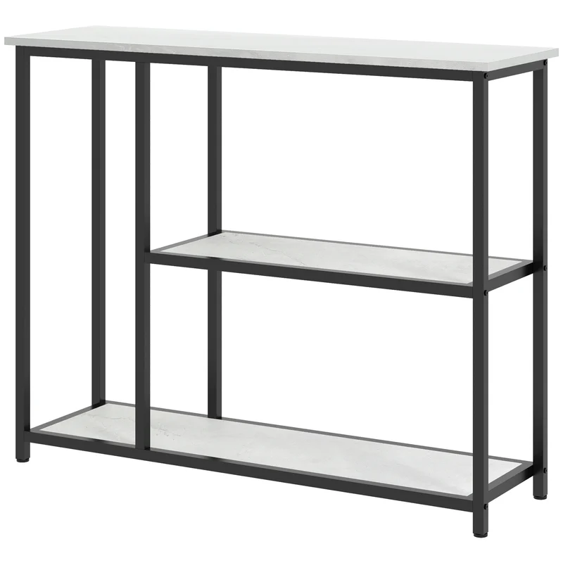 Console meuble entrée 100 x 30 x 80 cm rangement 3 niveaux fixation murale stable moderne en panneau de particules blanc 21_0002671