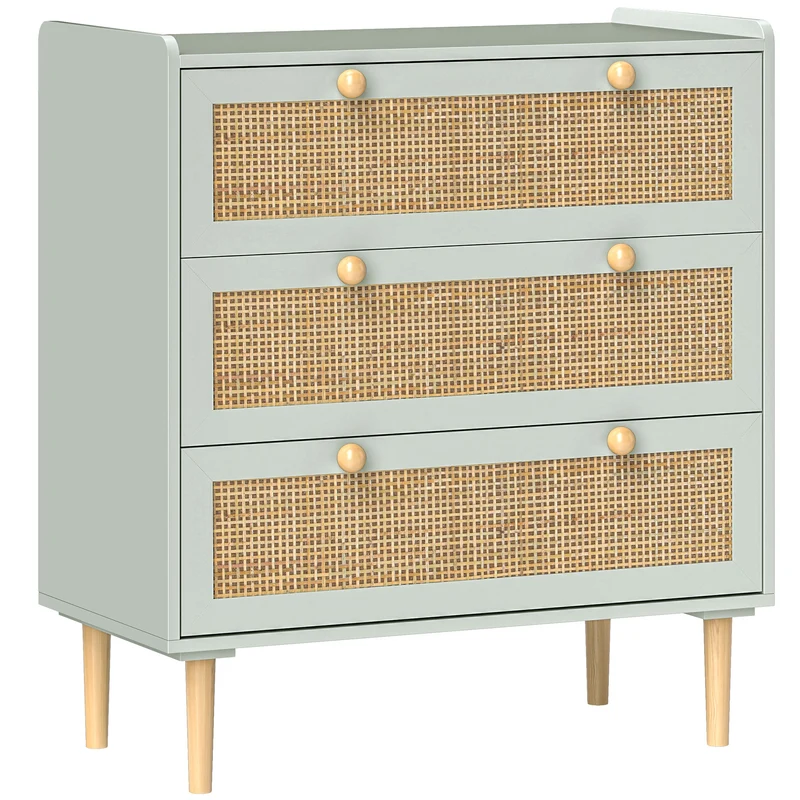 Commode 3 tiroirs salon 80 x 40 x 87,5 cm rangement sécurisé stable anti basculement style décoratif en MDF vert olive 21_0001659