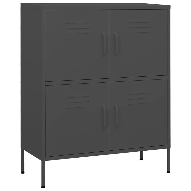 Armoire de rangement moderne avec 2 étagères réglables 80 x 35 x 101 cm en acier anthracite 02_0046832