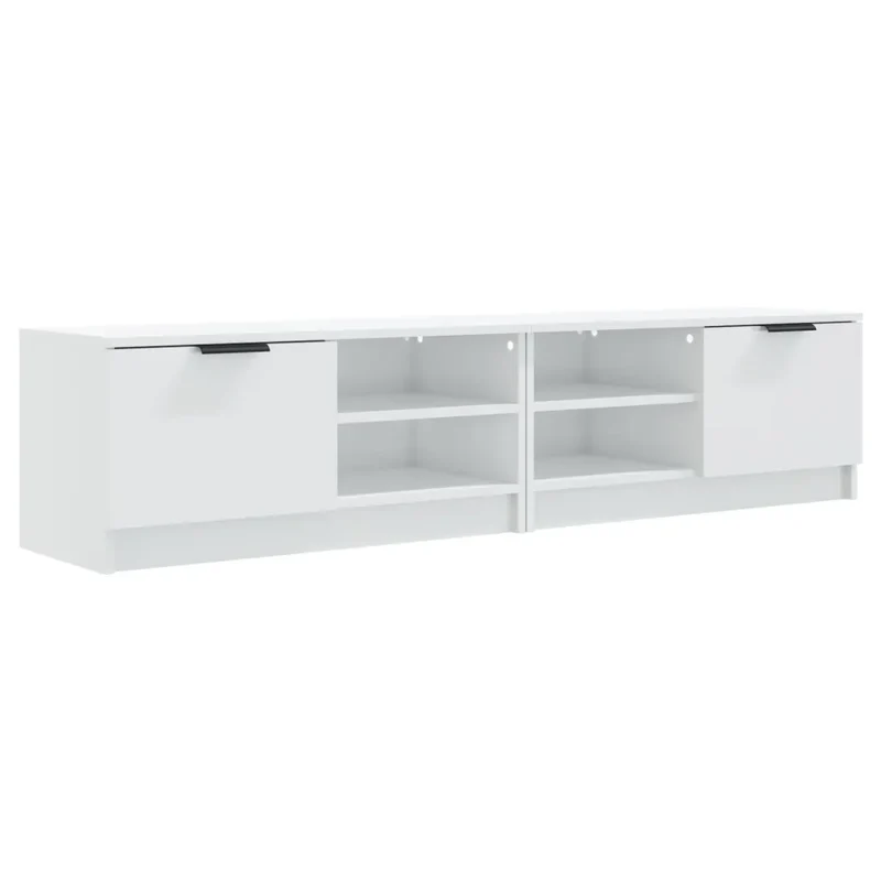 Lot de 2 meubles TV modernes en bois d'ingénierie blanc brillant 80 x 35 x 36,5 cm avec grand espace de rangement 02_0048009