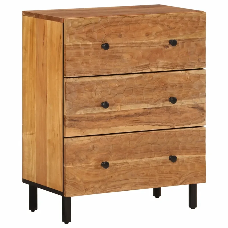 Armoire latérale 60 x 33 x 75 cm grand espace de rangement fonction d'affichage style intemporel en bois d'acacia 02_0047192