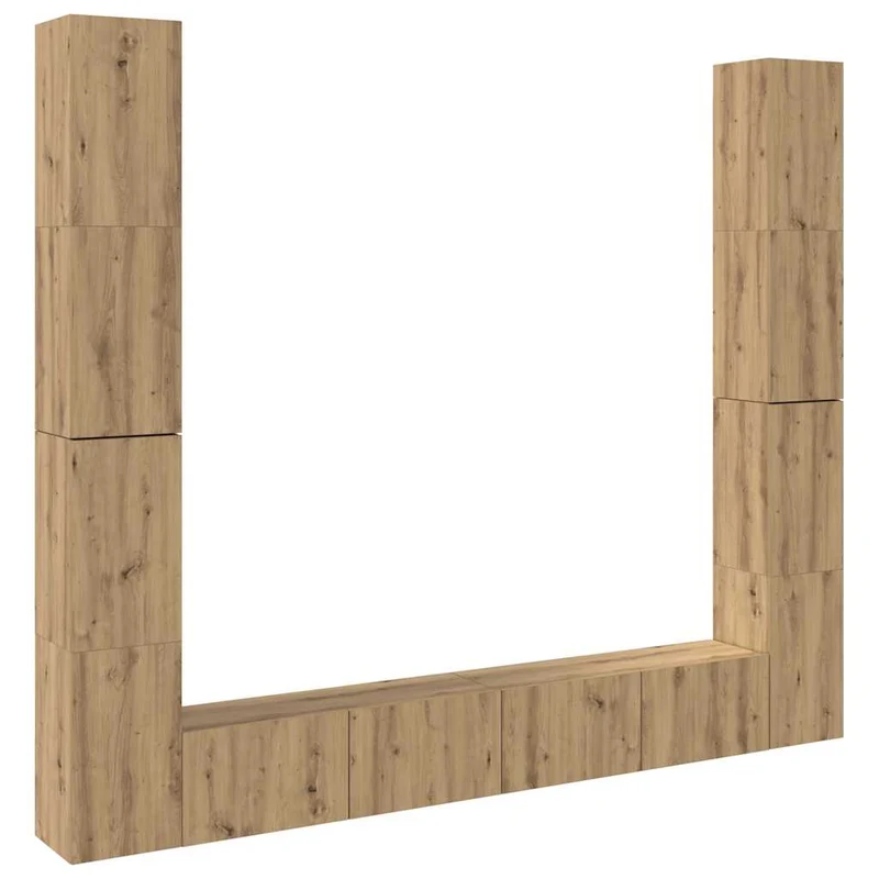Lot de 6 meubles TV muraux modernes 100 x 30 x 30 cm grand espace de rangement en bois d'ingénierie chêne artisanal 02_0055880