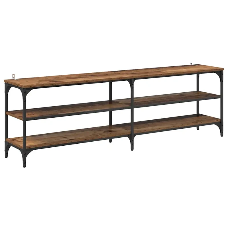 Meuble TV polyvalent rustique avec 3 étagères 160 x 30 x 50 cm en bois ancien 02_0052713
