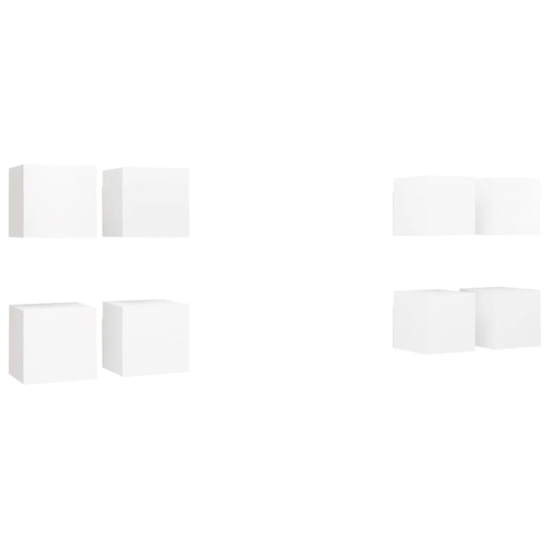 Lot de 8 meubles tv muraux design tendance rangement 30,5 x 30 x 30 cm en bois d'ingénierie blanc 02_0055104