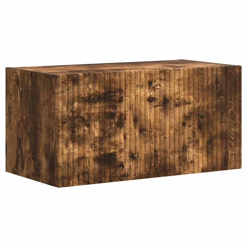 Meuble TV mural moderne avec étagères pratique 60 x 31 x 29,5 cm en bois d'ingénierie chêne fumé 02_0054892
