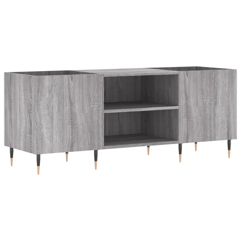 Armoire à disques classique style industriel rangement 121 x 38 x 48 cm en bois d'ingénierie gris 02_0049089