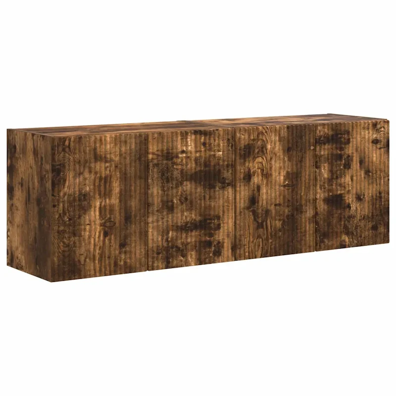 Meuble TV mural moderne rectangulaire avec rangements 59,5 x 31 x 40 cm en bois d'ingénierie chêne fumé 02_0055014